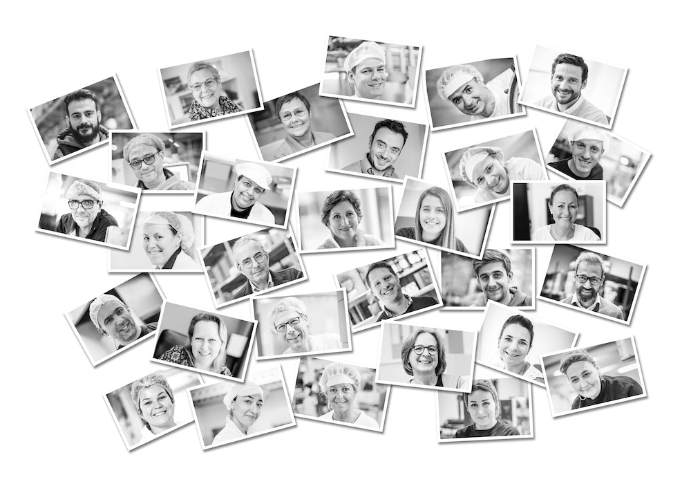 Mosaïque de portraits de l’histoire de la maison