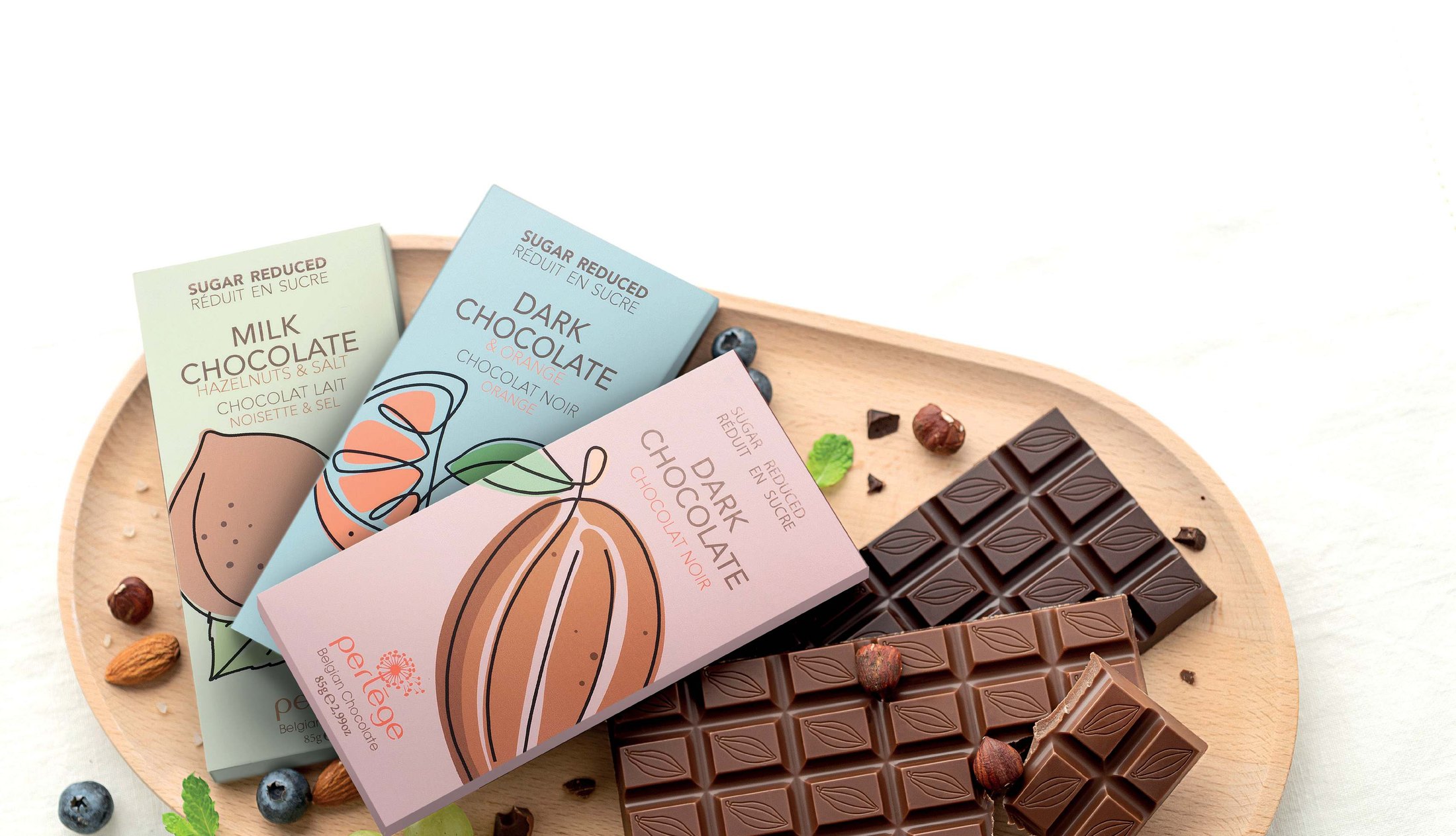 Assortiment de tablettes Perlège réduites en sucre